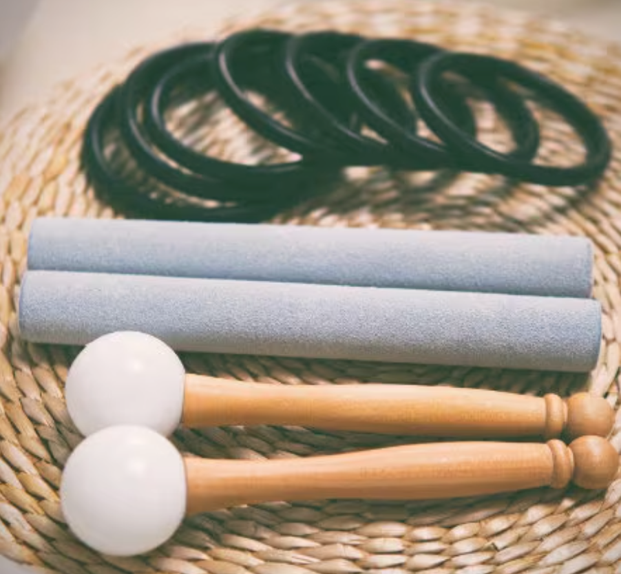 CL55 - 6-12inch Pink Frosted Quartz Crystal Singing Bowl 7pcs Chakra Set