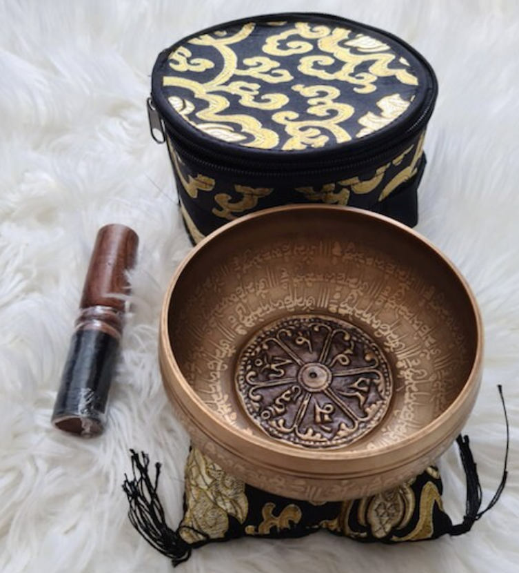 CL86 - 12.5cm - Tibetan Singing Bowl - Note D. Hand Hammered Tibetan Singing Bowl