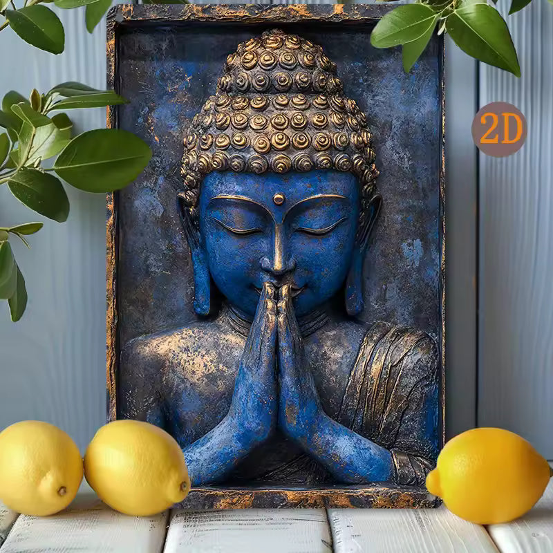 CL65 - Vintage Buddha Prayer Hand Wall Art, Weather-Resistant Aluminum Decor for Home,  Office, Religious Themed Gift, Buddha Home Decor.