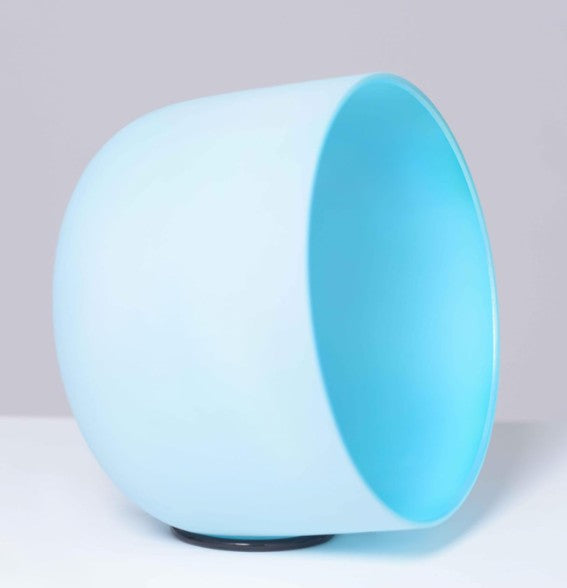 CL6 - 432Hz 8 Inch Colored Design Frosted Quartz Crystal Singing Bowls with Carry Case Bag (G note -Light Blue)