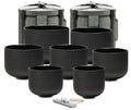 CL48 - 432HZ 6-12 Inch Set of 7 Chakra Black Frosted Quartz Crystal Singing Bowls