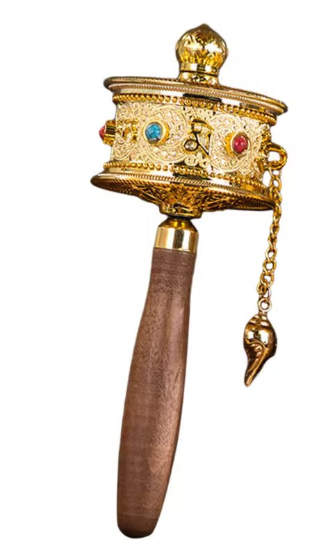 CL62 - Tibetan Special Crafts Prayer Wheel Alloy Metal Hand Cranking Carving Crystal Decor Prayer Wheel Crafts Exquisite Buddhist Gift