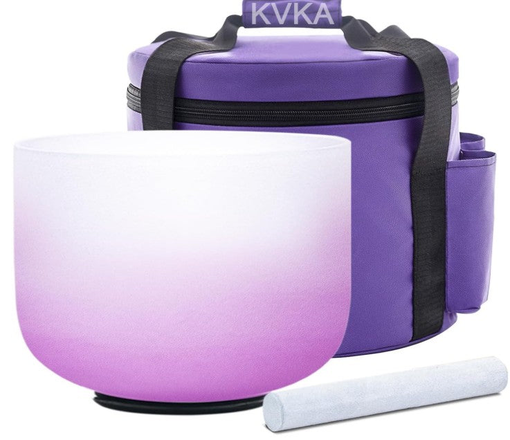 CL19 - 432Hz 10 Inch B note Purple Gradient Design Frosted Quartz Crystal Singing Bowl