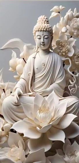 CL89 - White Buddha Status Portrait Modern Canvas Wall Art