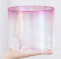 CL9 - 7 Inch Pink Aura Cosmic Clear Alchemy Colored Quartz Crystal Singing Bowl 440/432Hz for Sound Healing with Mallet