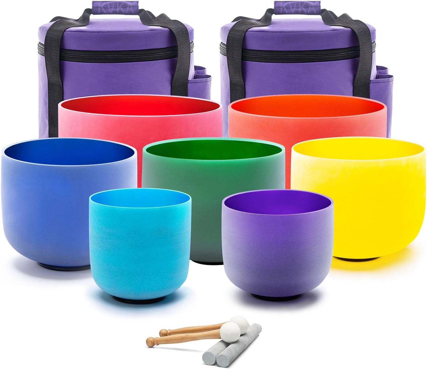 CL47 - 432hz 6-12 Inch Colored Crystal Singing Bowls Set