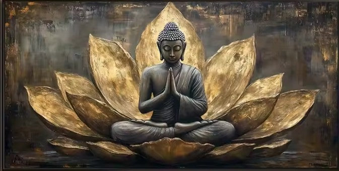 CL88 - 1pc Unframed Modern for Lotus Buddha Statue Canvas Wall Art High Quality Print Large Size Canvas Painting Meditation Room Accent