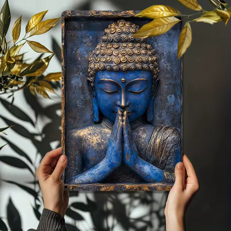CL65 - Vintage Buddha Prayer Hand Wall Art, Weather-Resistant Aluminum Decor for Home,  Office, Religious Themed Gift, Buddha Home Decor.