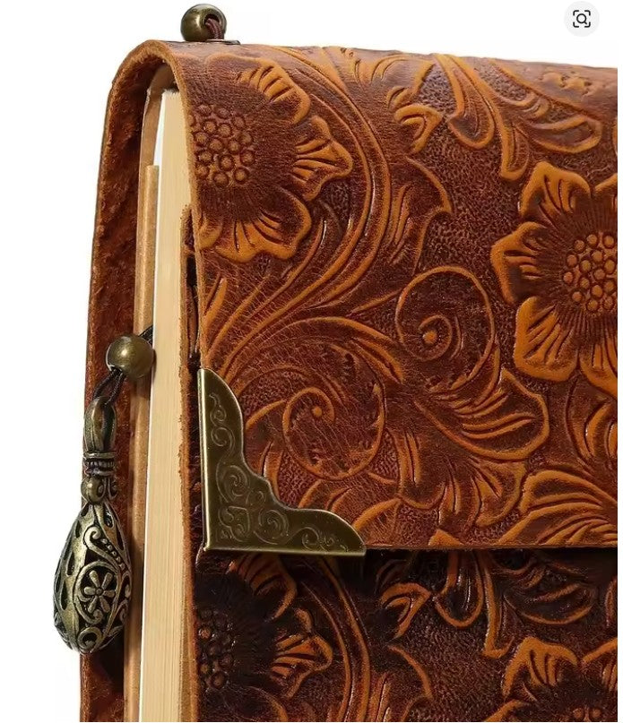 CL53 - Embossed Pattern Soft Leather Travel Notebook with Lock and Key Diary Notepad Paper for Business Sketching & Writing