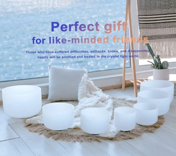 CL38 - 6-12 inch Chakra Set of 7 Crystal Singing Bowls with Heavy Duty Carrying Cases