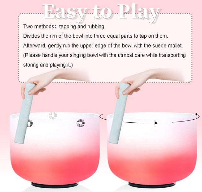 CL18 - 10 Inch C note Red Gradient Design Frosted Quartz Crystal Singing Bowls