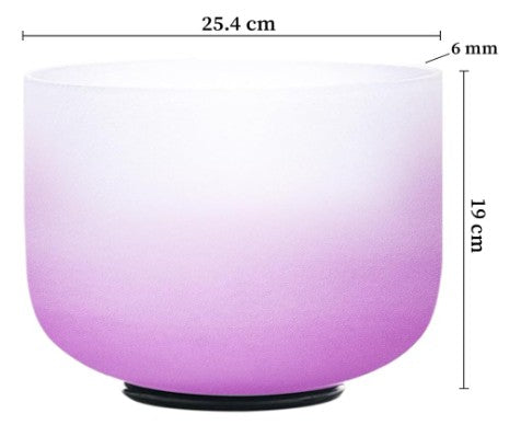 CL19 - 432Hz 10 Inch B note Purple Gradient Design Frosted Quartz Crystal Singing Bowl