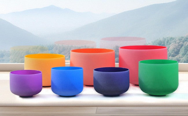CL47 - 432hz 6-12 Inch Colored Crystal Singing Bowls Set