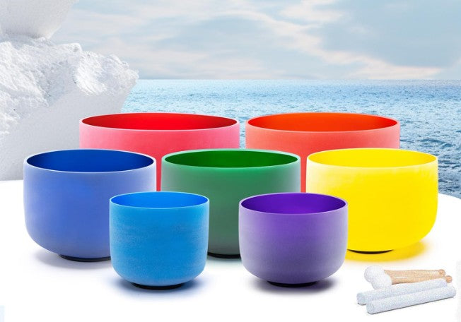 CL47 - 432hz 6-12 Inch Colored Crystal Singing Bowls Set