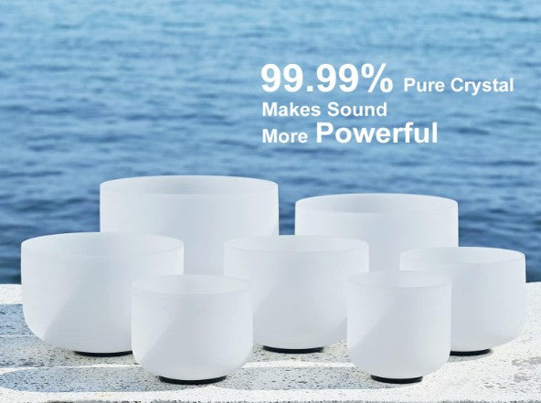 CL38 - 6-12 inch Chakra Set of 7 Crystal Singing Bowls with Heavy Duty Carrying Cases