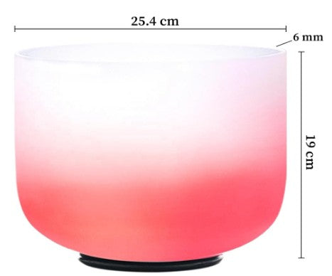 CL18 - 10 Inch C note Red Gradient Design Frosted Quartz Crystal Singing Bowls