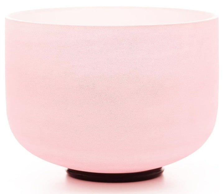 CL55 - Light Pink Crystal Singing Bowls Set, 432HZ Set of 7 PCS Frosted Quartz 7-12 Inch Sound Bowls