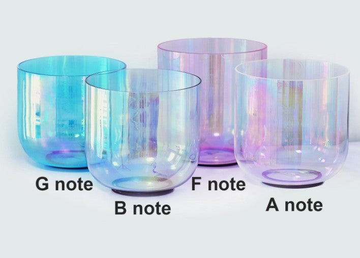 CL64 - 4 pcs 440Hz Colored Alchemy Cosmic Light Clear Crystal Singing Bowl Set