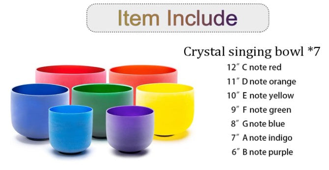CL47 - 432hz 6-12 Inch Colored Crystal Singing Bowls Set