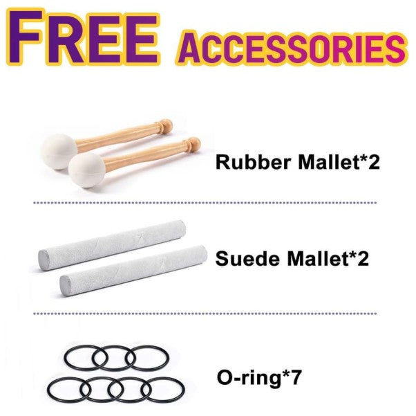 CL38 - 6-12 inch Chakra Set of 7 Crystal Singing Bowls with Heavy Duty Carrying Cases