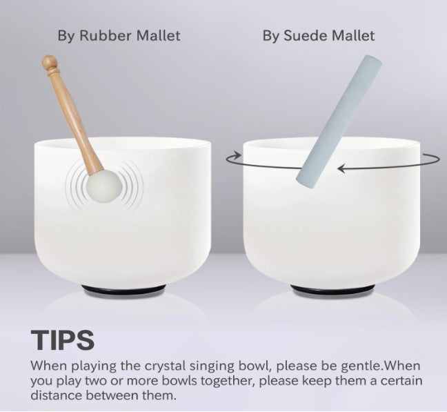 CL44 - 432HZ 7-12 Inch Set of 7 Pcs Frosted Quartz Crystal Singing Bowls Set