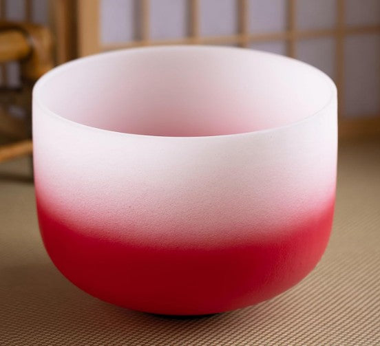 CL18 - 10 Inch C note Red Gradient Design Frosted Quartz Crystal Singing Bowls