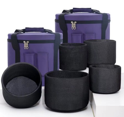 CL37 - Set Of 7 Pcs 7"-12" Note CDEFGAB With Color Lotus Chakra Design Frosted Quartz Crystal Singing Bowl with cases & mallet