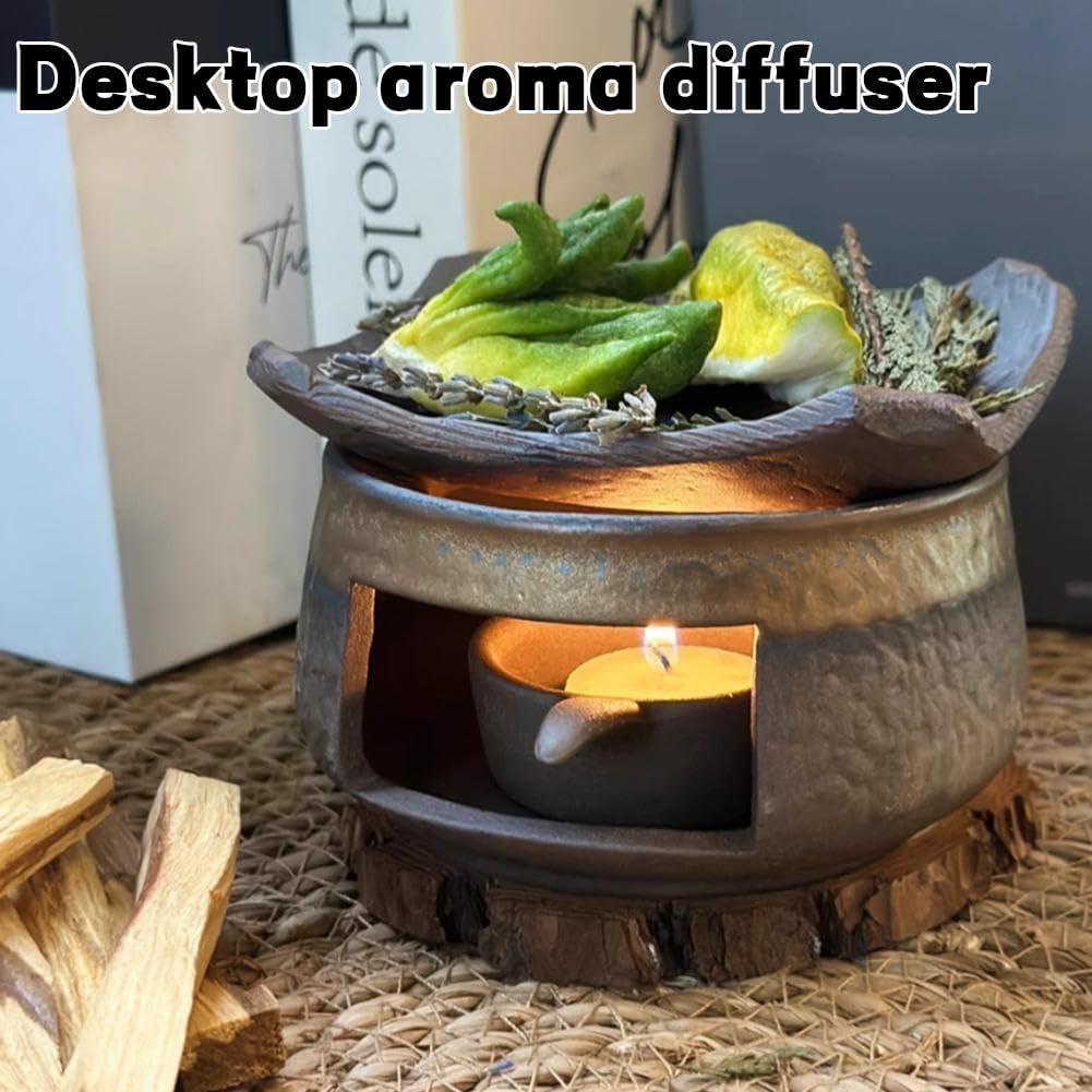 Brown black Ceramic Wax Melt Burner Aromatherapy Oil Diffuser Wax Burner Fragrance Diffuser Burner candle holder