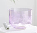 CVNC 6 Inch Clear Amethyst with Design Purple Alchemy Quartz Crystal Singing Bowl for Sound Healing and Meditation with Mallet