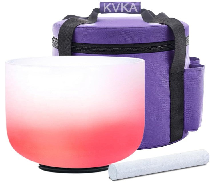 CL18 - 10 Inch C note Red Gradient Design Frosted Quartz Crystal Singing Bowls