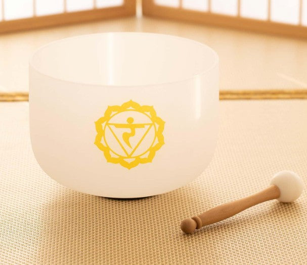 CL42 - 7pcs Crystal Singing Bowls 7-12 inch Frosted Quartz Crystal Sound Healing Bowls Set