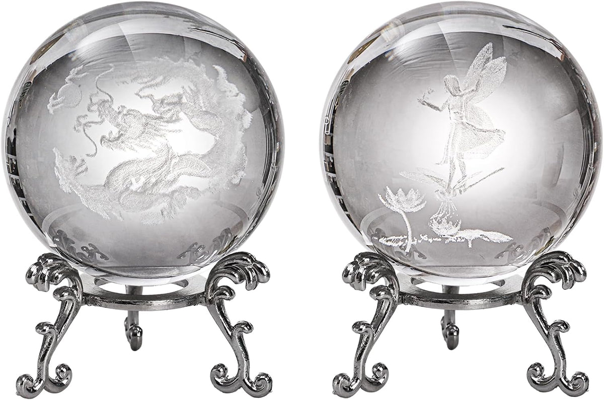Silver Base Crystal Ball Display Stands