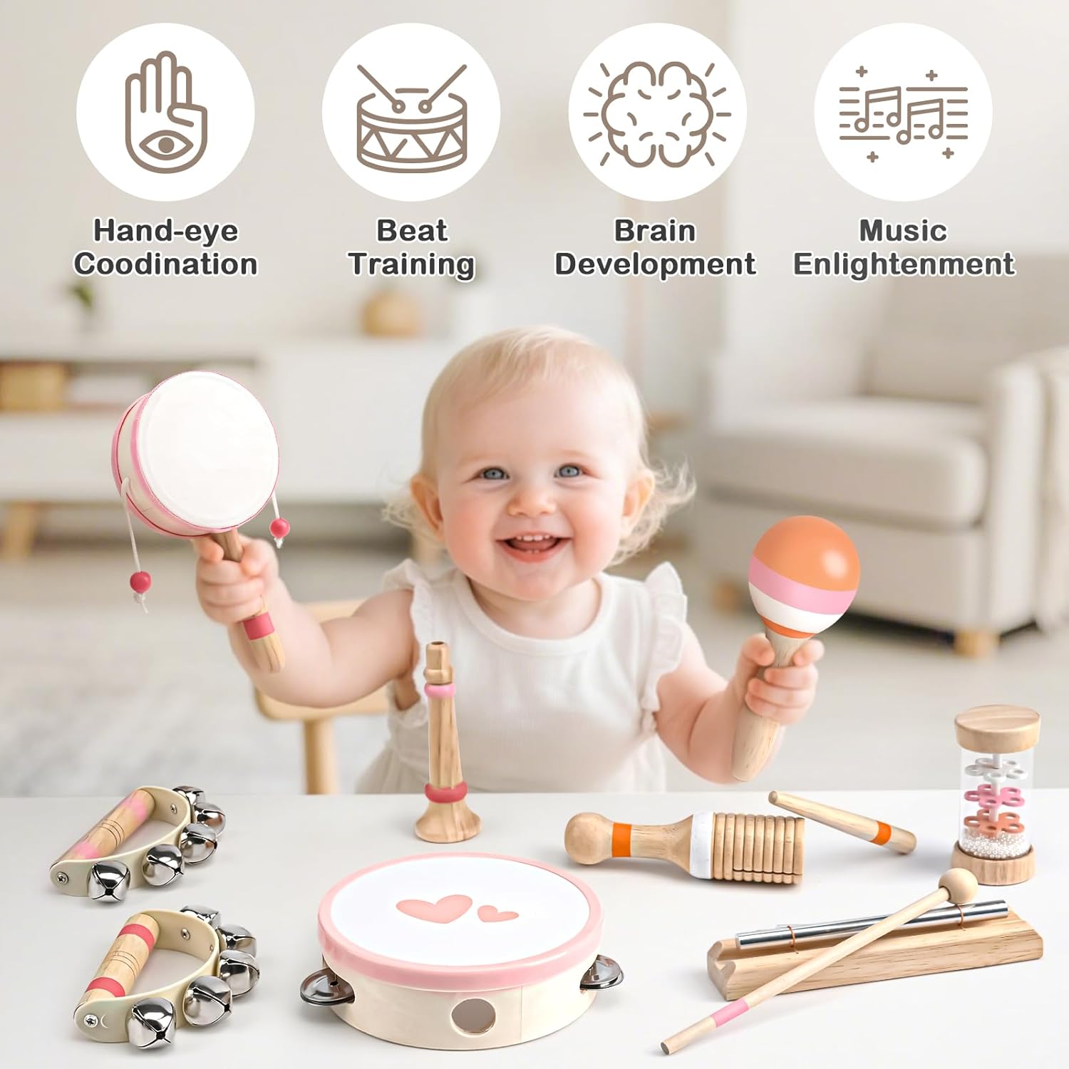 CL66 - Musical Instruments, Baby Musical Toys, Maracas Percussion Drum Instruments Sensory Toys for Boys & Girls.