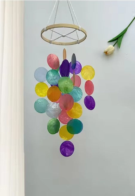 CL106 - Bohemian Shell Wind Chime Handcrafted With Natural Elements For Indoor And Outdoor Decoration And Calm Ambiance