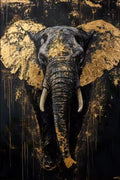 Fox Elephant Eagle Canvas Painting Black Gold Animal