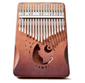 Miwayer 17/21 Keys Kalimba Thumb Piano Moon Cat Pattern Solid Mahogany Wood Beginner Musical Instrument with Bag Tuning Kit