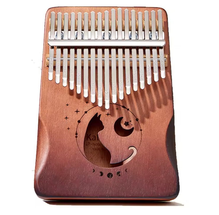Miwayer 17/21 Keys Kalimba Thumb Piano Moon Cat Pattern Solid Mahogany Wood Beginner Musical Instrument with Bag Tuning Kit