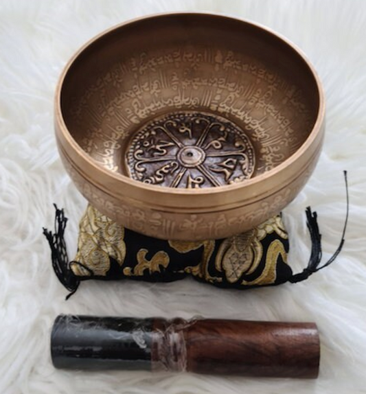 CL86 - 12.5cm - Tibetan Singing Bowl - Note D. Hand Hammered Tibetan Singing Bowl