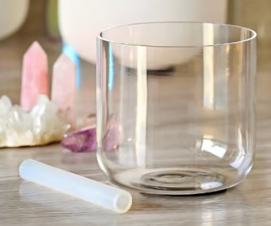 CL69 - 6 Inch Natural Alchemy Clear Quartz Crystal Singing Bowl for Sound Healing with Free Mallet and O-ring
