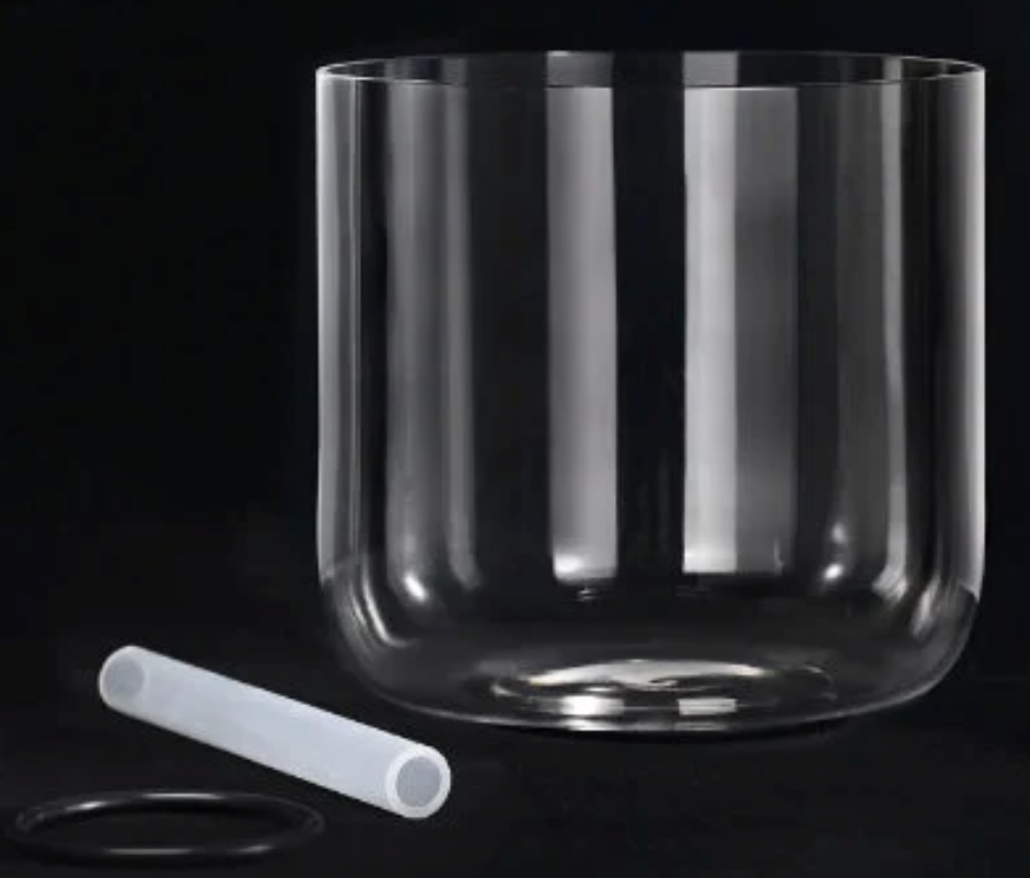 CL69 - 6 Inch Natural Alchemy Clear Quartz Crystal Singing Bowl for Sound Healing with Free Mallet and O-ring