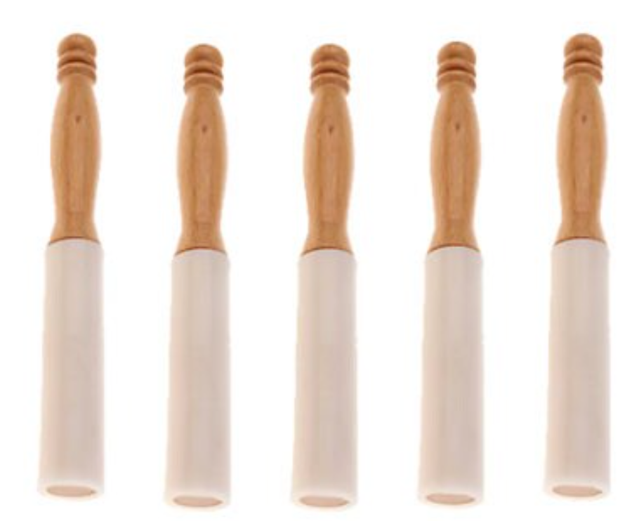 CL56 - Pack of 5 Wood Handle Rubber Mallets for Singing Bowls   - Material: Rubber, wood