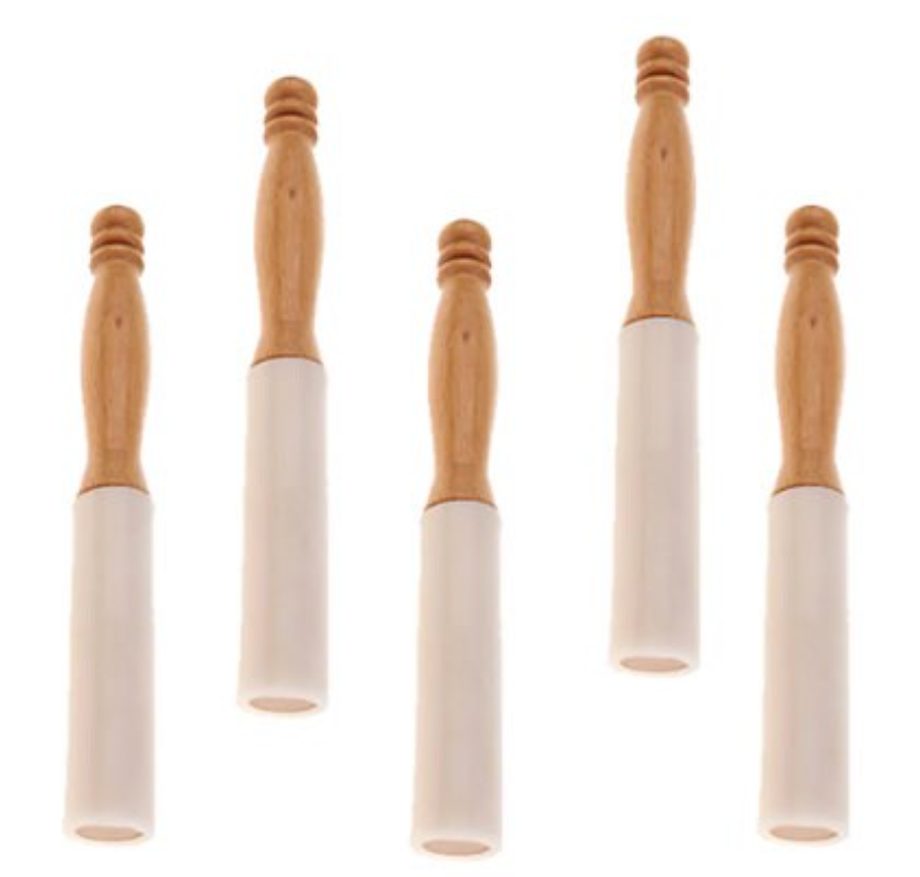 CL56 - Pack of 5 Wood Handle Rubber Mallets for Singing Bowls   - Material: Rubber, wood
