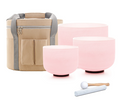 CL52 - 3pcs Pink 8"G 10"E 12"C Frosted Quartz Crystal Singing Bowl