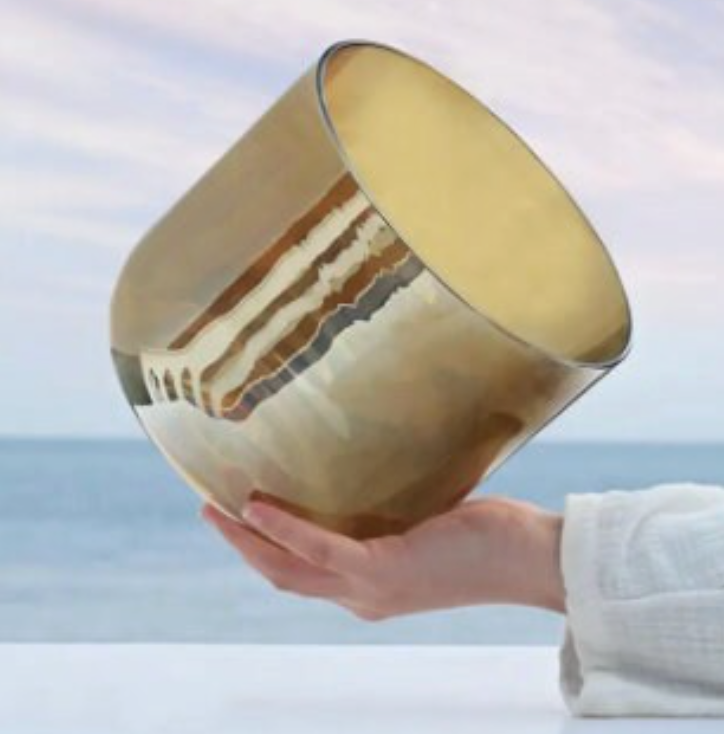 CL66 - 6 Inch Champagne Alchemy Chakra Clear Crystal Singing Bowl