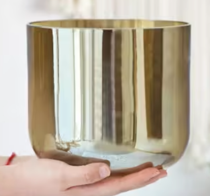 CL66 - 6 Inch Champagne Alchemy Chakra Clear Crystal Singing Bowl