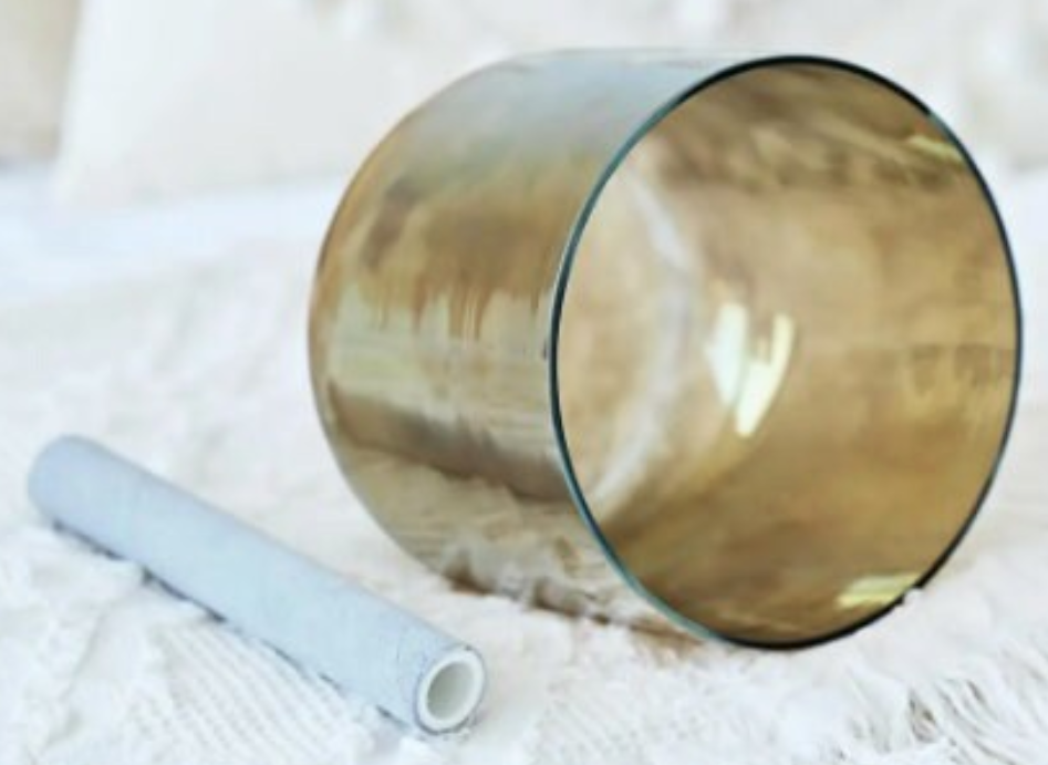 CL66 - 6 Inch Champagne Alchemy Chakra Clear Crystal Singing Bowl