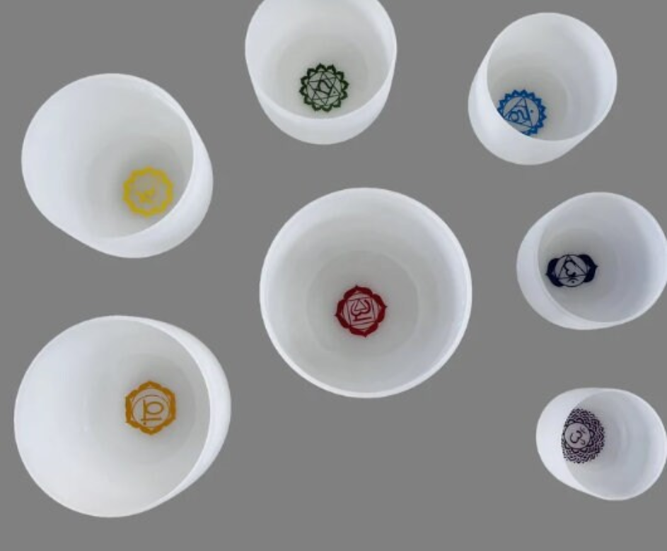 CL49 - 6-12 Inch 7pcs Base Chakra Design Crystal Singing Bowl Set