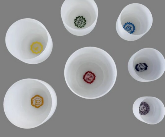 CL49 - 6-12 Inch 7pcs Base Chakra Design Crystal Singing Bowl Set