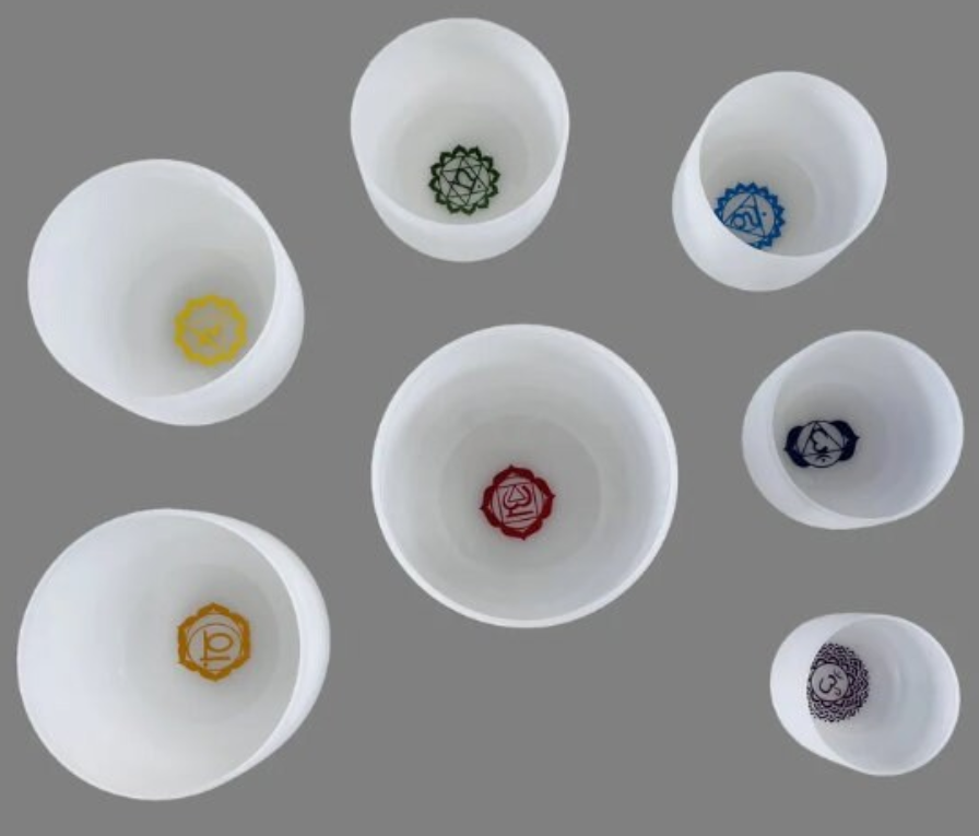 CL49 - 6-12 Inch 7pcs Base Chakra Design Crystal Singing Bowl Set