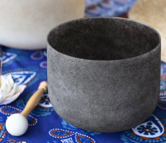 CL28 - 8 Inch Obsidian Gemstone Fusion Crystal Singing Bowl C Note